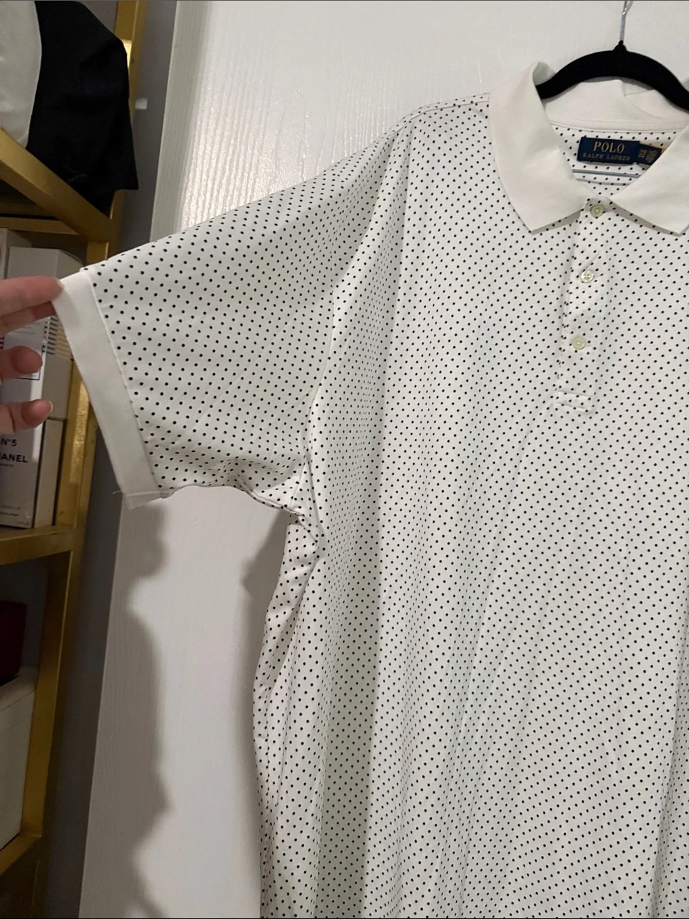 Polo by Ralph Lauren White Polo with Navy Micro Dots